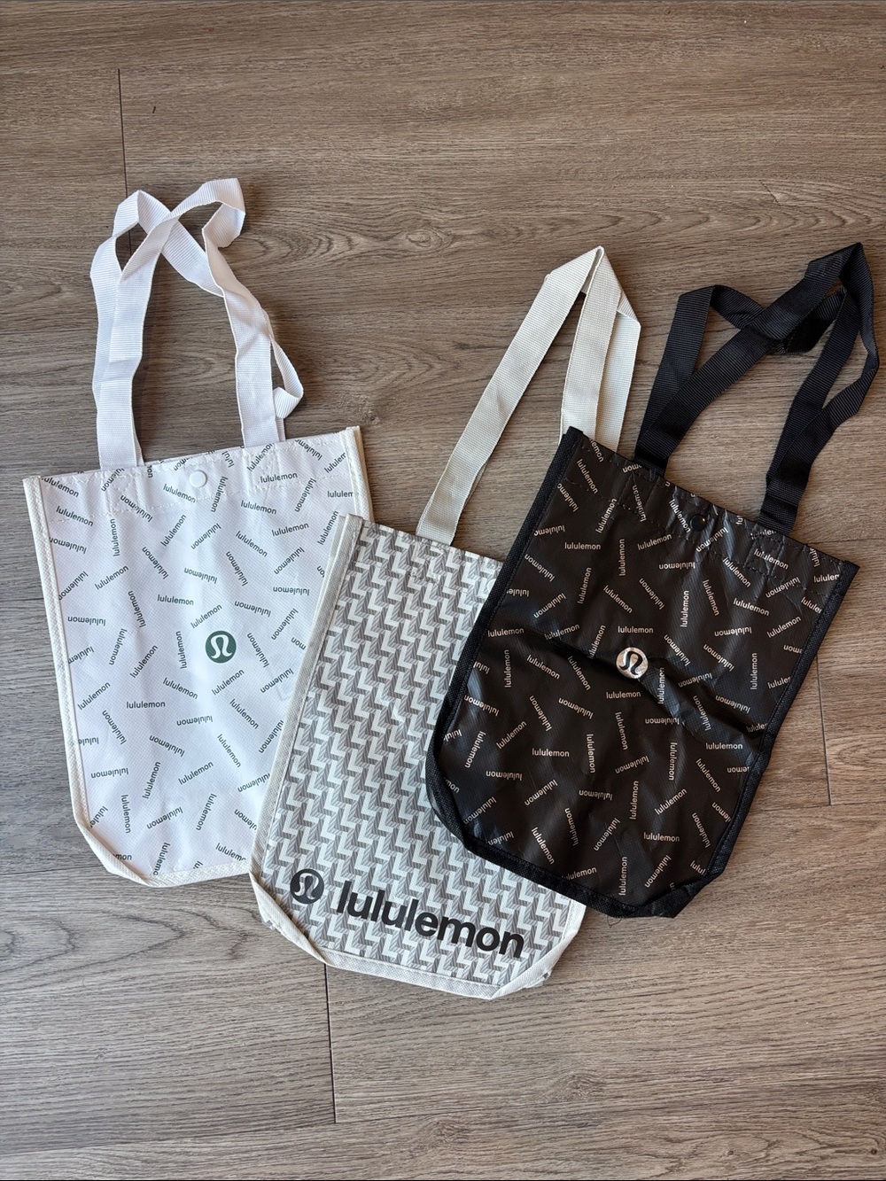 New lululemon athletica reusable poly Tote Bag with snap closure bundle set of 3